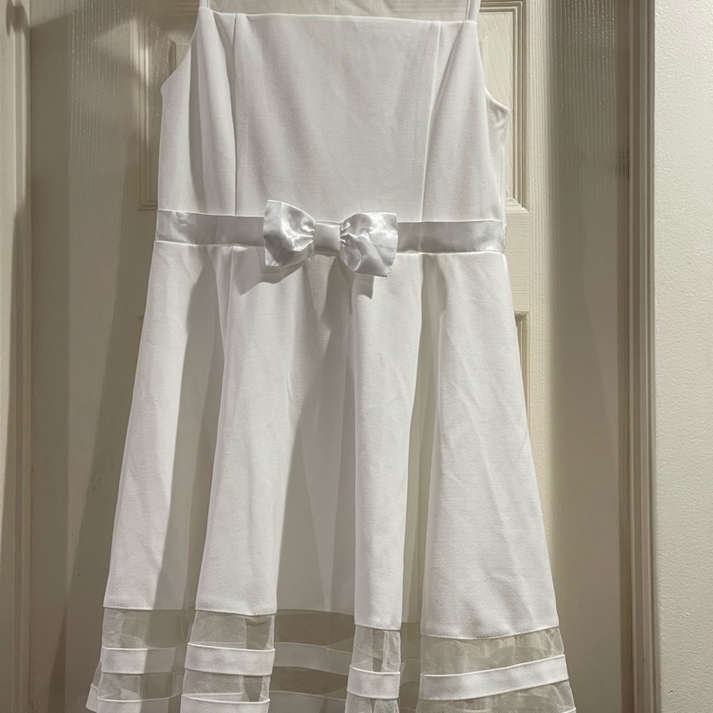 Calvin Klein White Kids Dress with Satin Bow